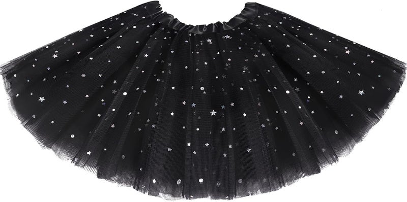Lainlight Store Tutu for Girls Stars Sequins Princess Ballet Dress Tulle Skirt for Girls 4-12 Years 3 Layered - Image 1